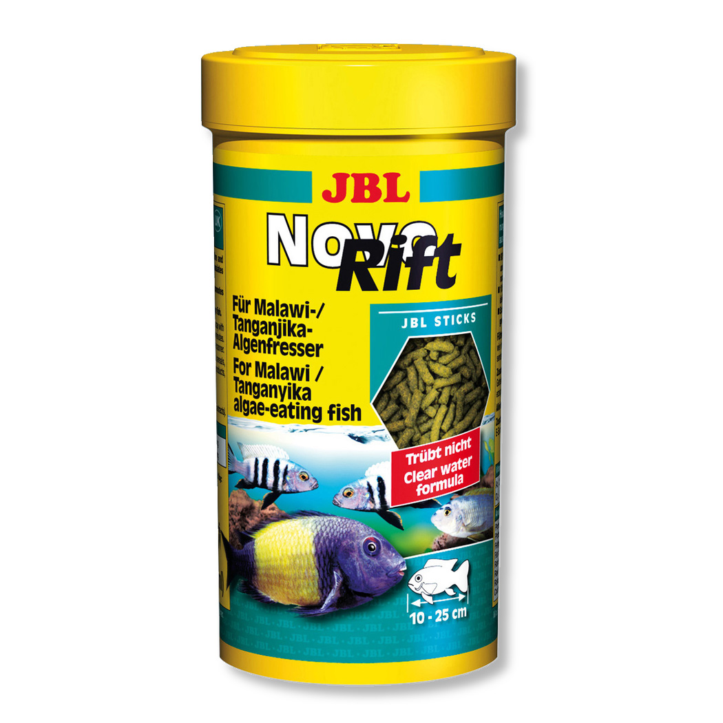 УТ0016910 Корм для рыб NovoRift для растительноядных восточноафрикан. цихлид в форме палочек 250мл (125г) JBL 