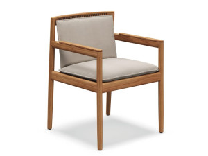 Садовый стул из тикового дерева и ткани с подлокотниками