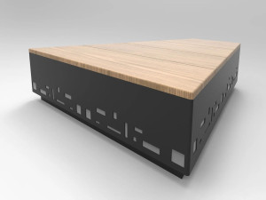 Стальная и деревянная скамья без спинки