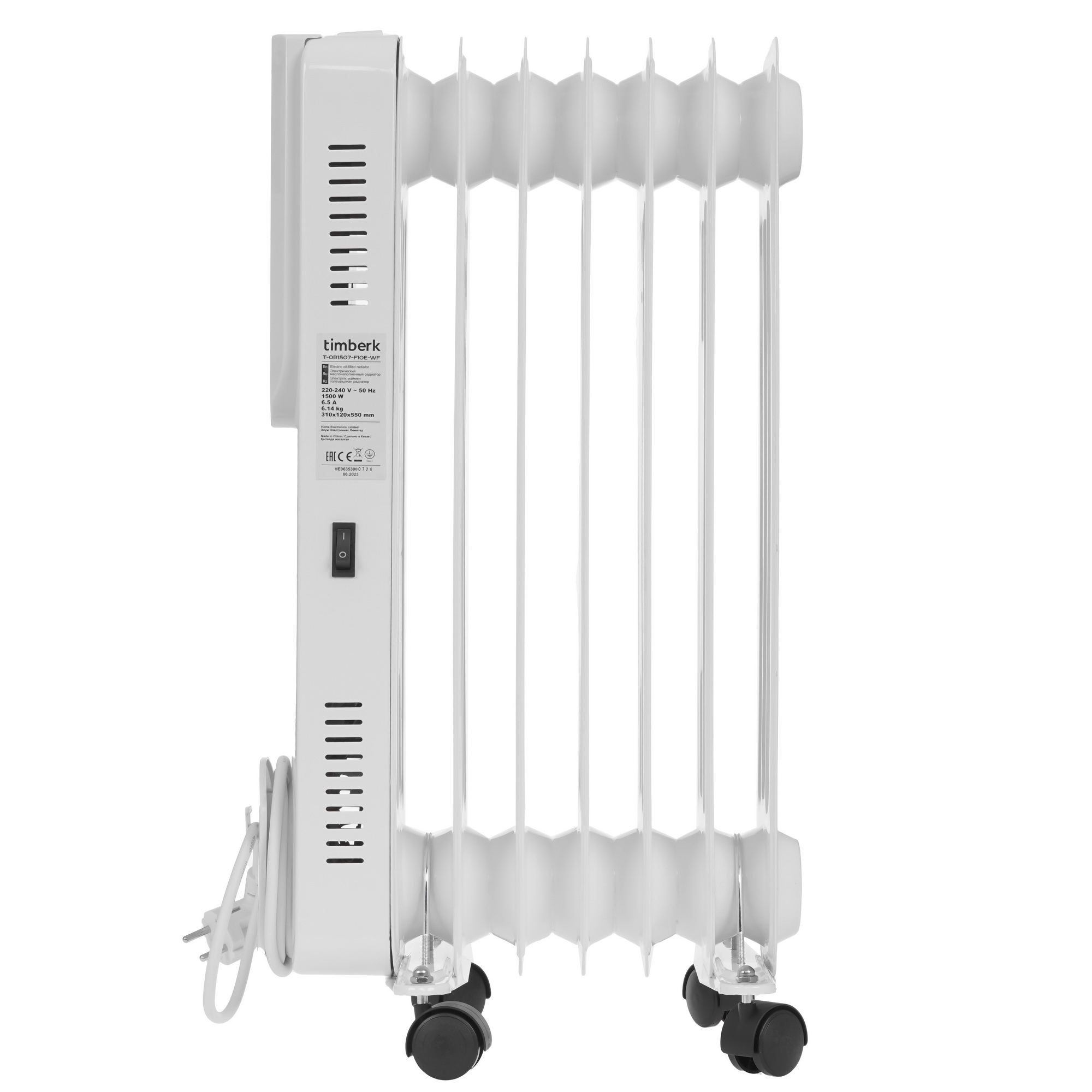 9109524 Масляный обогреватель Timberk T-OR1507-F10E-WF белый STDN-0122702 - Вид №2