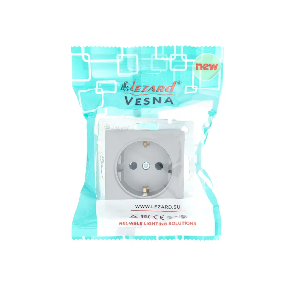Розетка Lezard Vesna с заземлением в цвете платина 87103791 STLM-1566562 - Вид №6