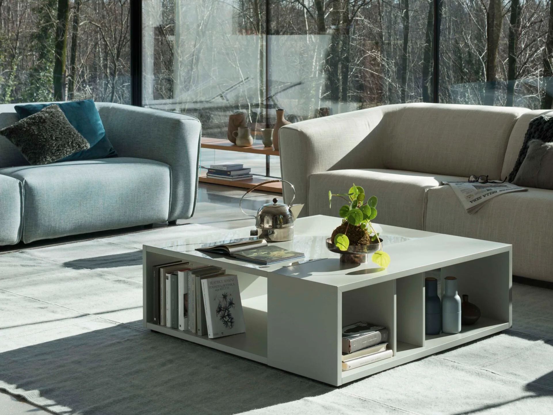 Деревянный квадратный журнальный столик с отсеком для хранения Alf DaFrè NORMAN ARCH-00024786 - Вид №1