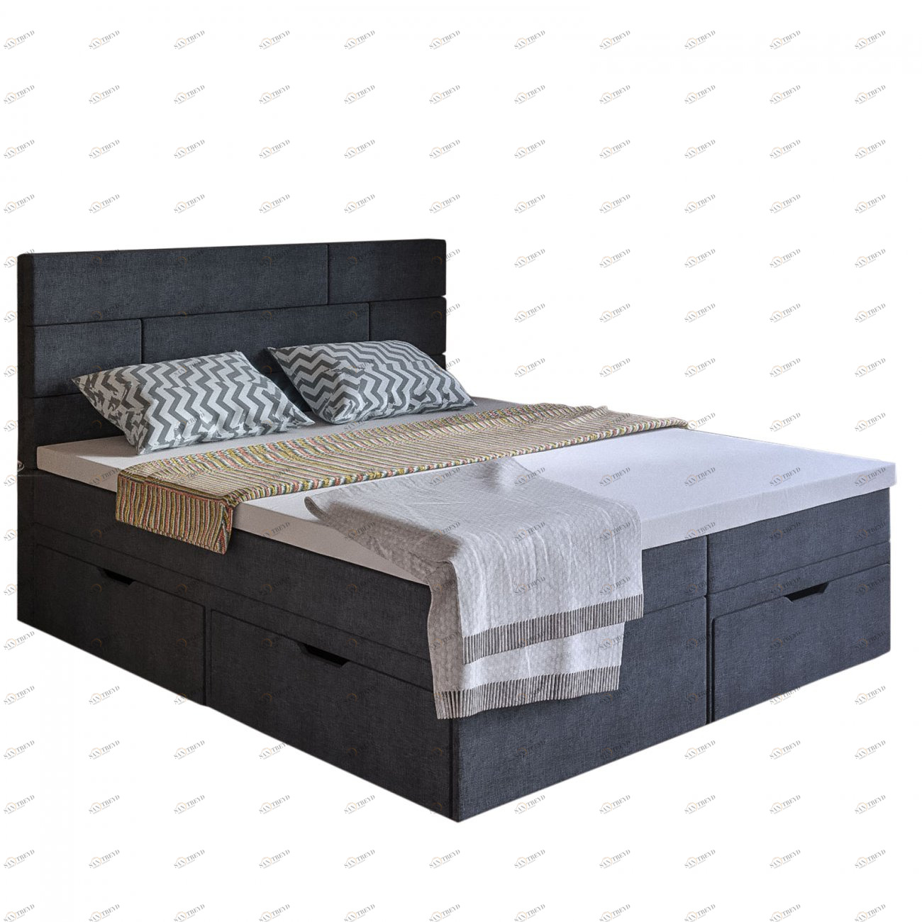 Кровать двуспальная 160х200 серая "Домино" BELABEDDING ДОМИНО 131576 Черный