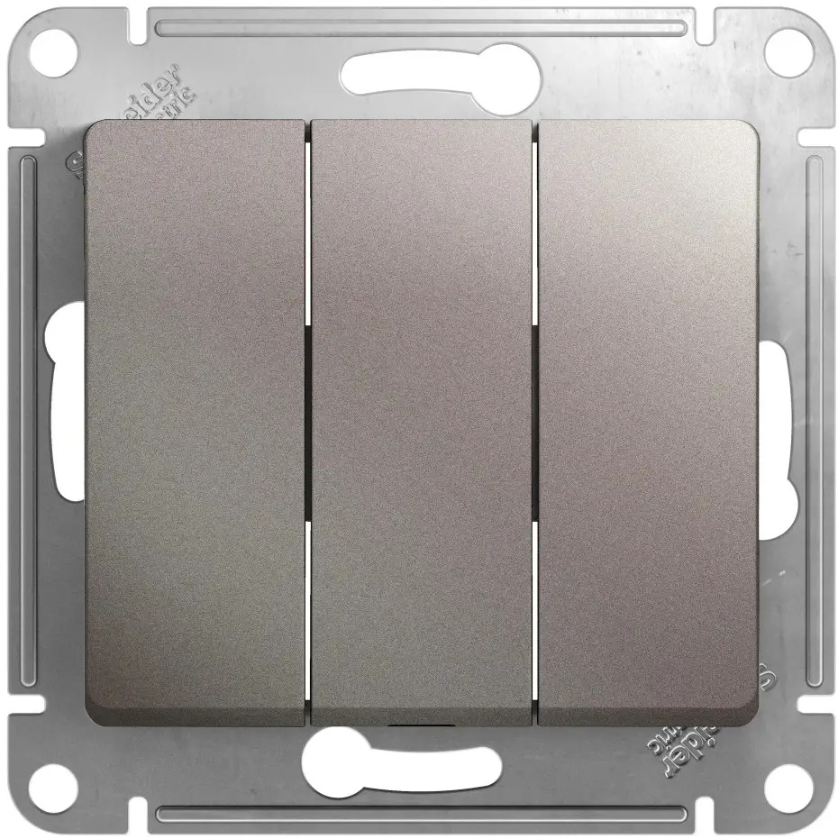 Выключатель SYSTEME ELECTRIC Glossa — трёхклавишный в стиле платина 89365987