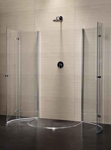 Duka Полукруглая душевая кабина из хрусталя с распашной дверцей Vertica - con soli profili verticali Gfpmr - Вид №1