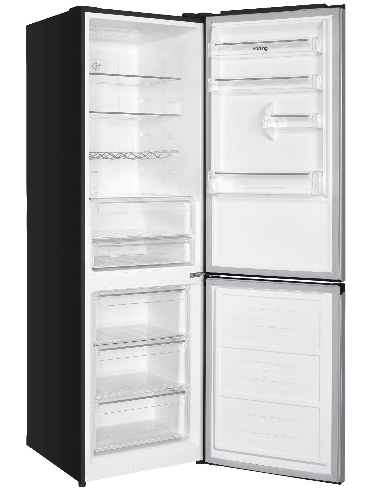 9158066 Холодильник с морозильником   Korting KNFC 62980 GN черный STDN-0126040 - Вид №1