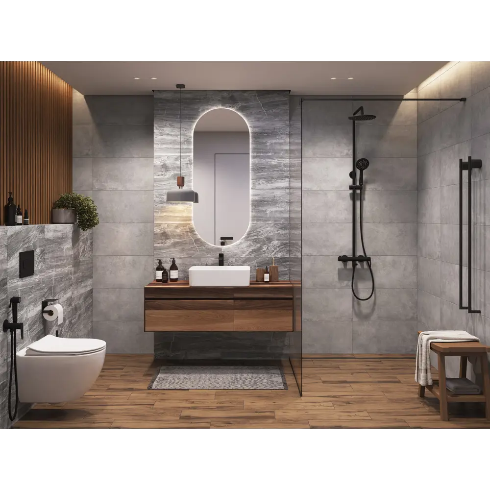 Плитка настенная KREAFORTA Cascada 29.8x59.8 см 1.425 м² матовая цвет темно-серый 89440753 STLM-2154462 - Вид №3