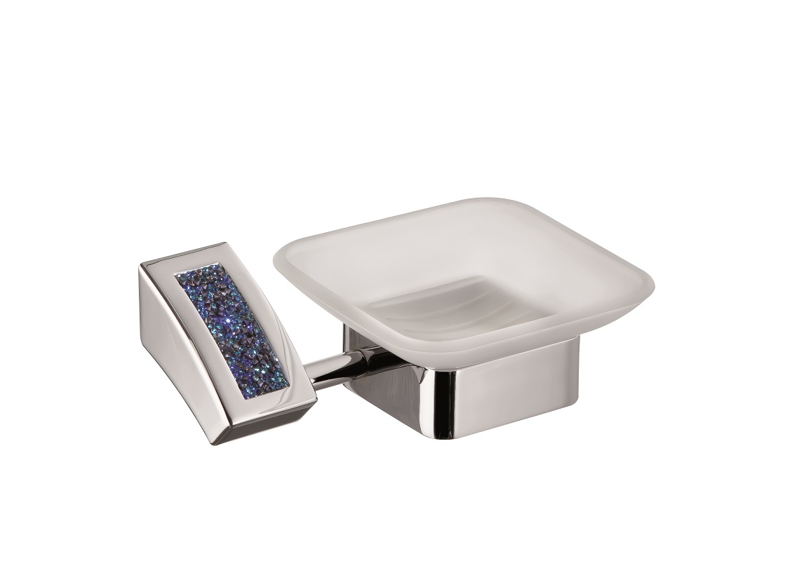 H9300/15BB Sanibano Estrella, настенная стеклянная мыльница, цвет хром-кристаллы Swarovski bermudа blue