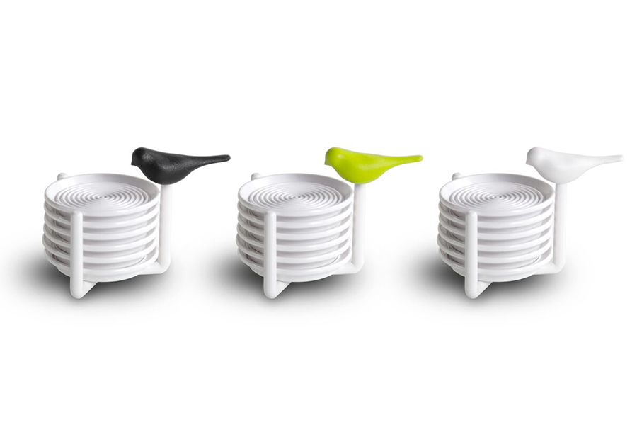 QL10303-GN Набор подставок под чашки sparrow, белый с зеленым Qualy  - Вид №3