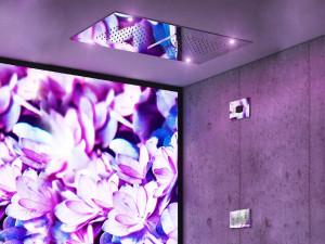 Прямоугольная потолочная душевая головка из нержавеющей стали с хромотерапией