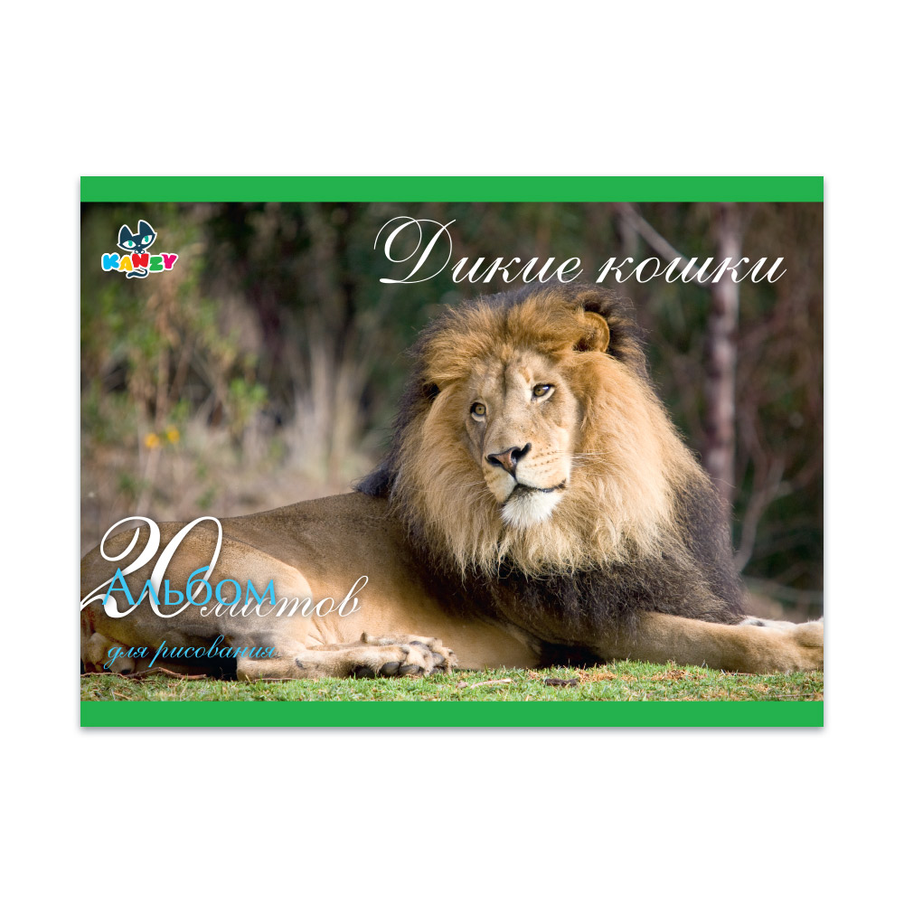 101031 Альбом для рисования "Дикие кошки" 100 г/м2 А4 21 х 29 см на скрепке 20 л. KNY 010103_1 KANZY 