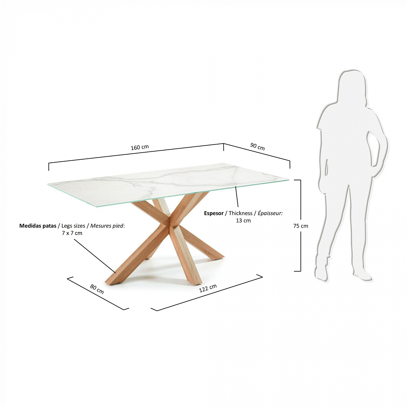 053256 Стол Arya 160x90 керамика La Forma Argo - Вид №1