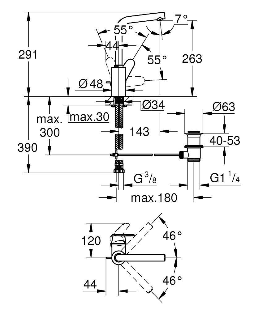 23054002 Смеситель для раковины Grohe Eurodisc Cosmopolitan хром - Вид №1