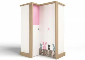 Шкаф угловой ABC-KING , гармошка MIX BUNNY розовый, правый