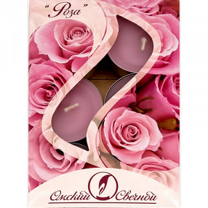 001826 Cвечи в гильзе ароматические 1.6 x 3.8 см 12 г 6 шт. Роза Омский Свечной