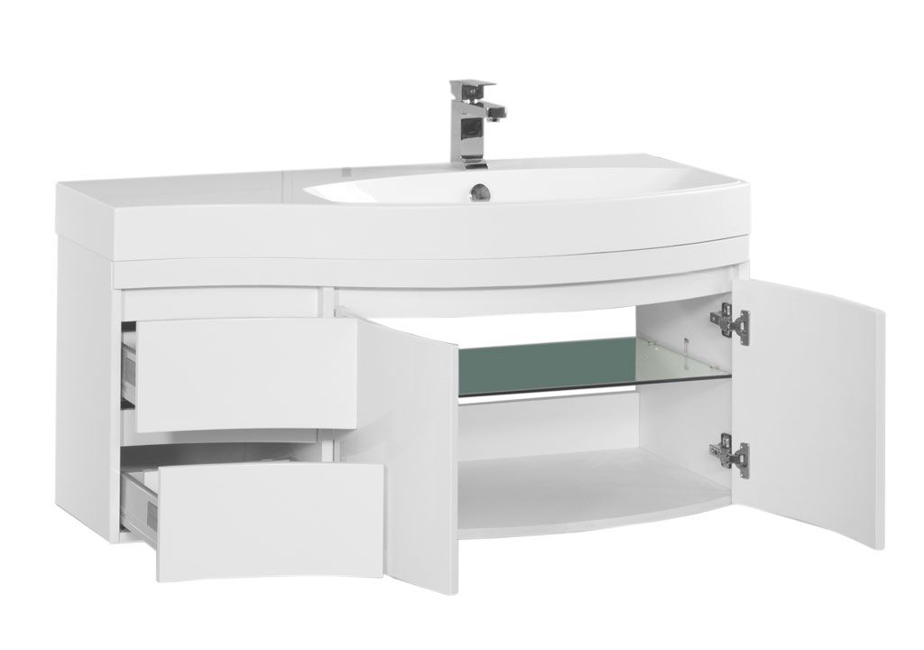Тумба с раковиной Aquanet Опера 115 R белый (2 дверцы 2 ящика) 0016965400169399 - Вид №1