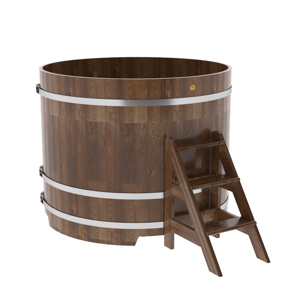 1524 Купель круглая из сращенных ламелей лиственницы d=1,50х1,2 морёная Alyarus 