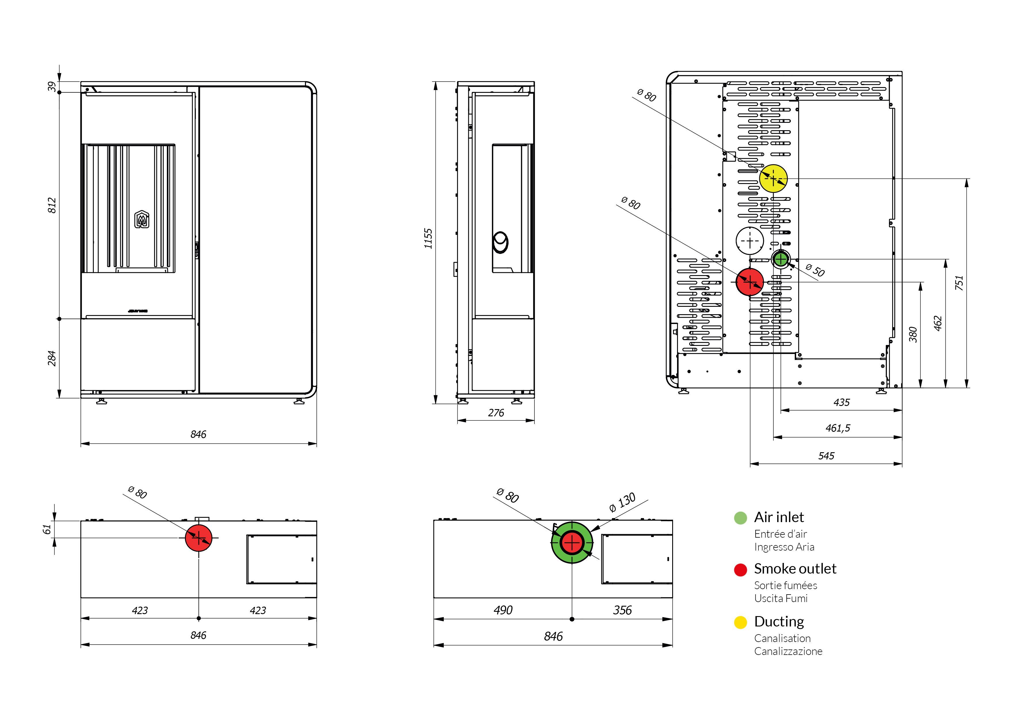 Угловая пеллетная печь с Wi-Fi класса A+ Jolly Mec воздушные системы ARCH-00031959