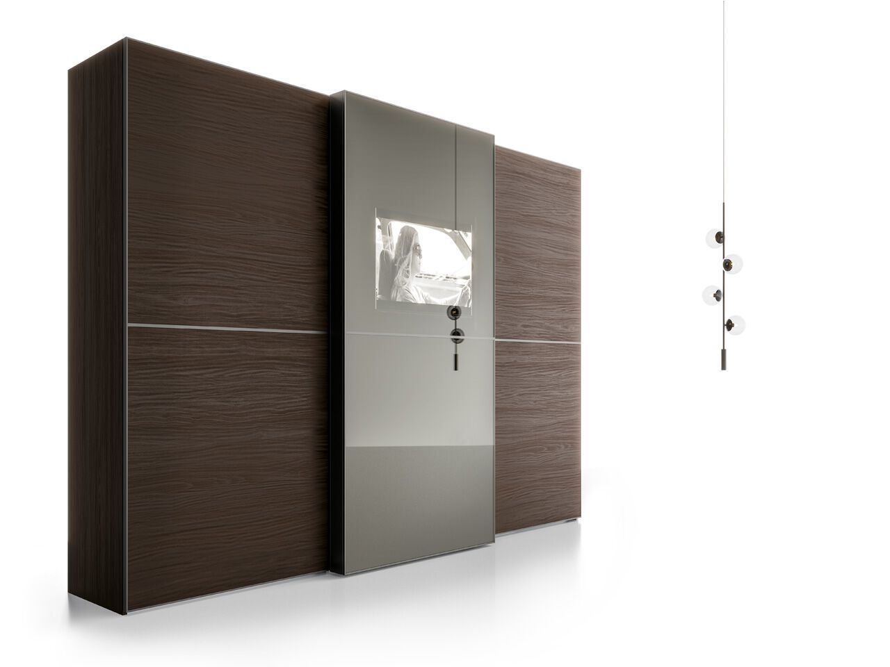 Шкаф из закаленного стекла с раздвижными дверями и встроенным телевизором Santalucia Mobili SCREEN ARCH-00074903 - Вид №1