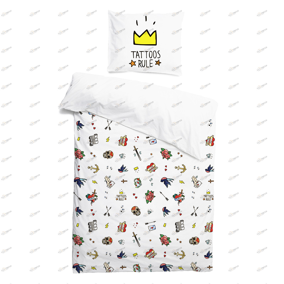 Комплект детского постельного белья Tattoo Rule VAMVIGVAM  282077 Белый;красный Santreyd 