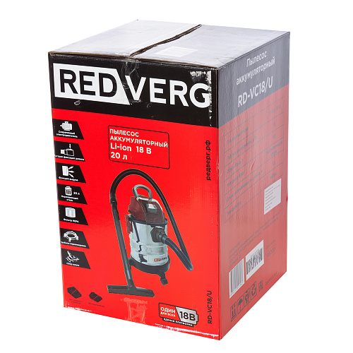 Строительный пылесос аккумуляторный RedVerg RD-VC18/U UNIMAX 18/36, Без ЗУ, Без АКБ 9176779 STDN-0111692 - Вид №8