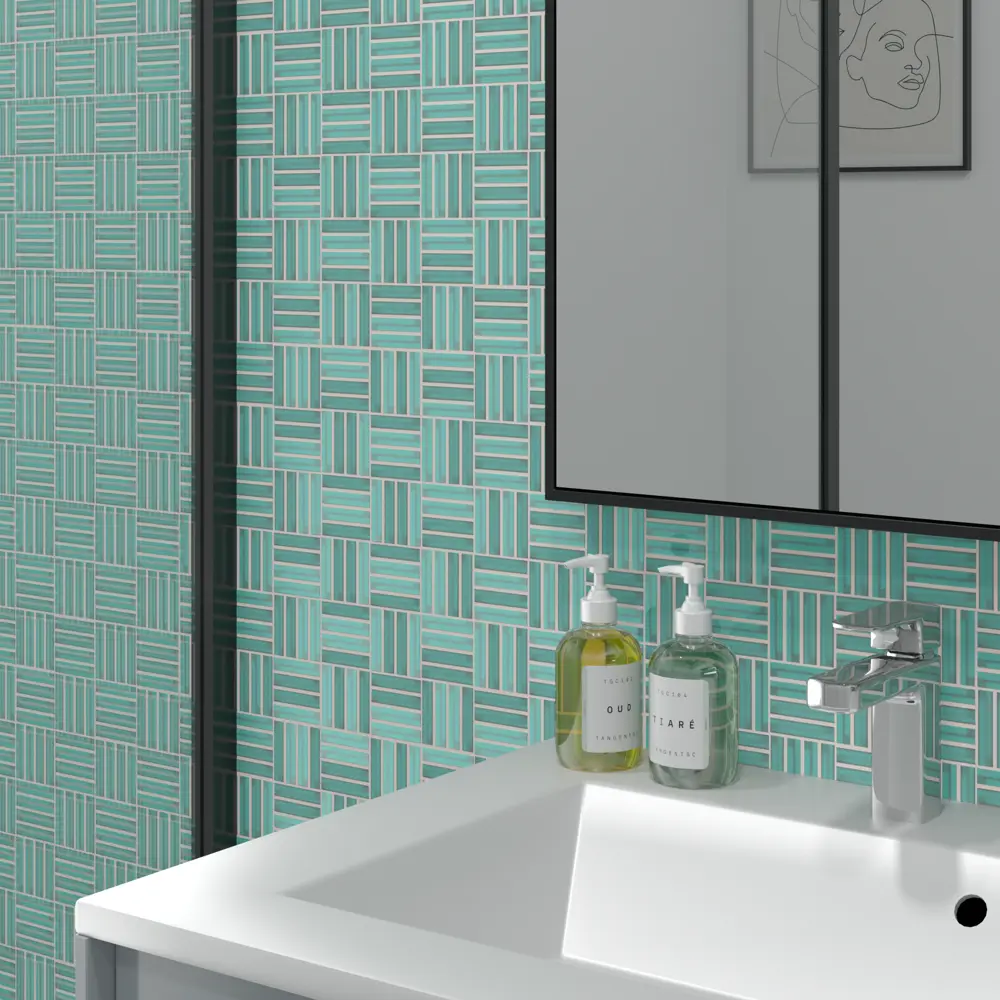 Мозаика стеклянная Artens Nesty 30x30 см цвет бирюзовый 82662011 STLM-2024965 - Вид №6