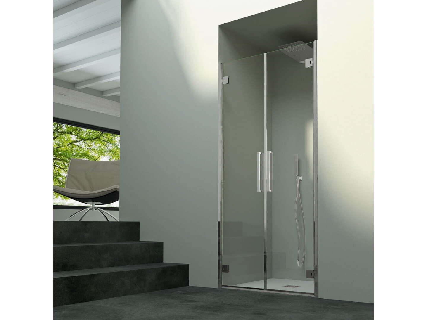 Алюминиевая и стеклянная нишевая душевая кабина с распашной дверью CSA Box Doccia София ARCH-00047489 - Вид №1