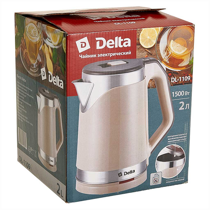 9050530 Электрочайник Delta DL-1109 бежевый STDN-0011209 - Вид №4
