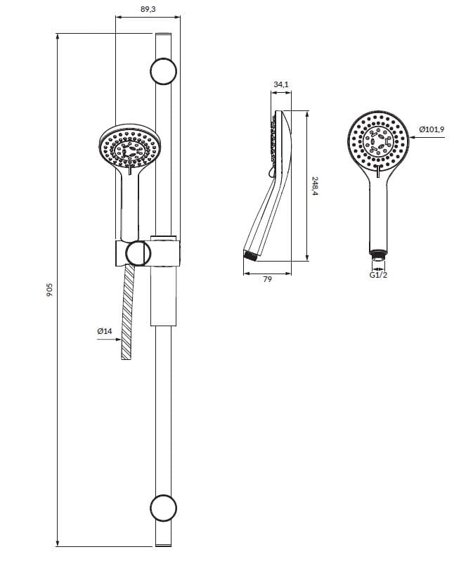 Подъемный стержень с ручным душем OMNIRES Y ARCH-00085244 - Вид №2