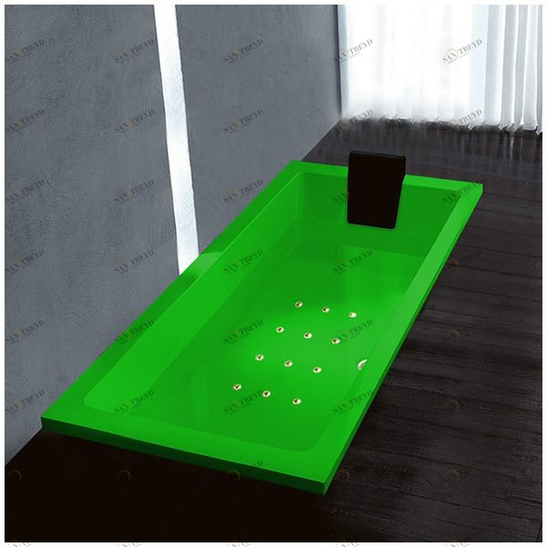 Ванна Gruppo treesse Quadra 170 V072C-DX-ZEZ зелёная с золотой фурнитурой аэромассажем прямоугольная встроенная правая STAV072CDXZEZ