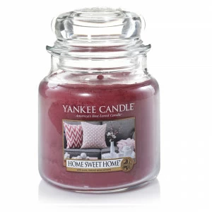 Свеча средняя в стеклянной банке "Дом милый дом" Home sweet home 411 гр 65-90 часов YANKEE CANDLE  267963 Красный