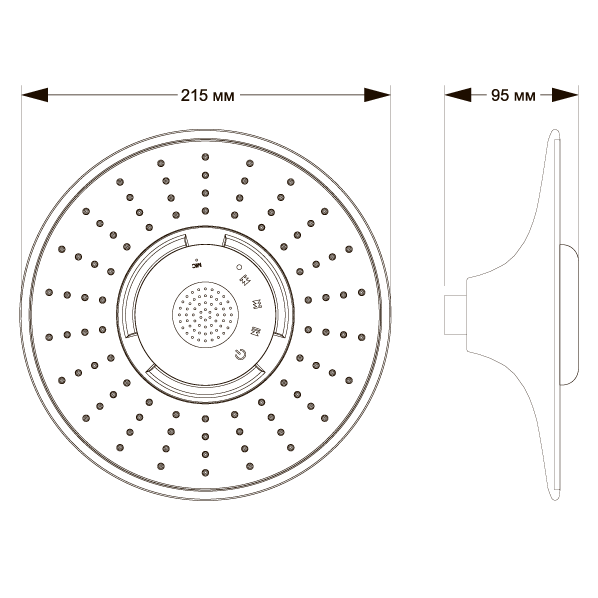 AGD 20.2109FC  Лейка для душа корпус - хром, душевая сетка - белый, декоративная вставка - хром ARGO kran  - Вид №1