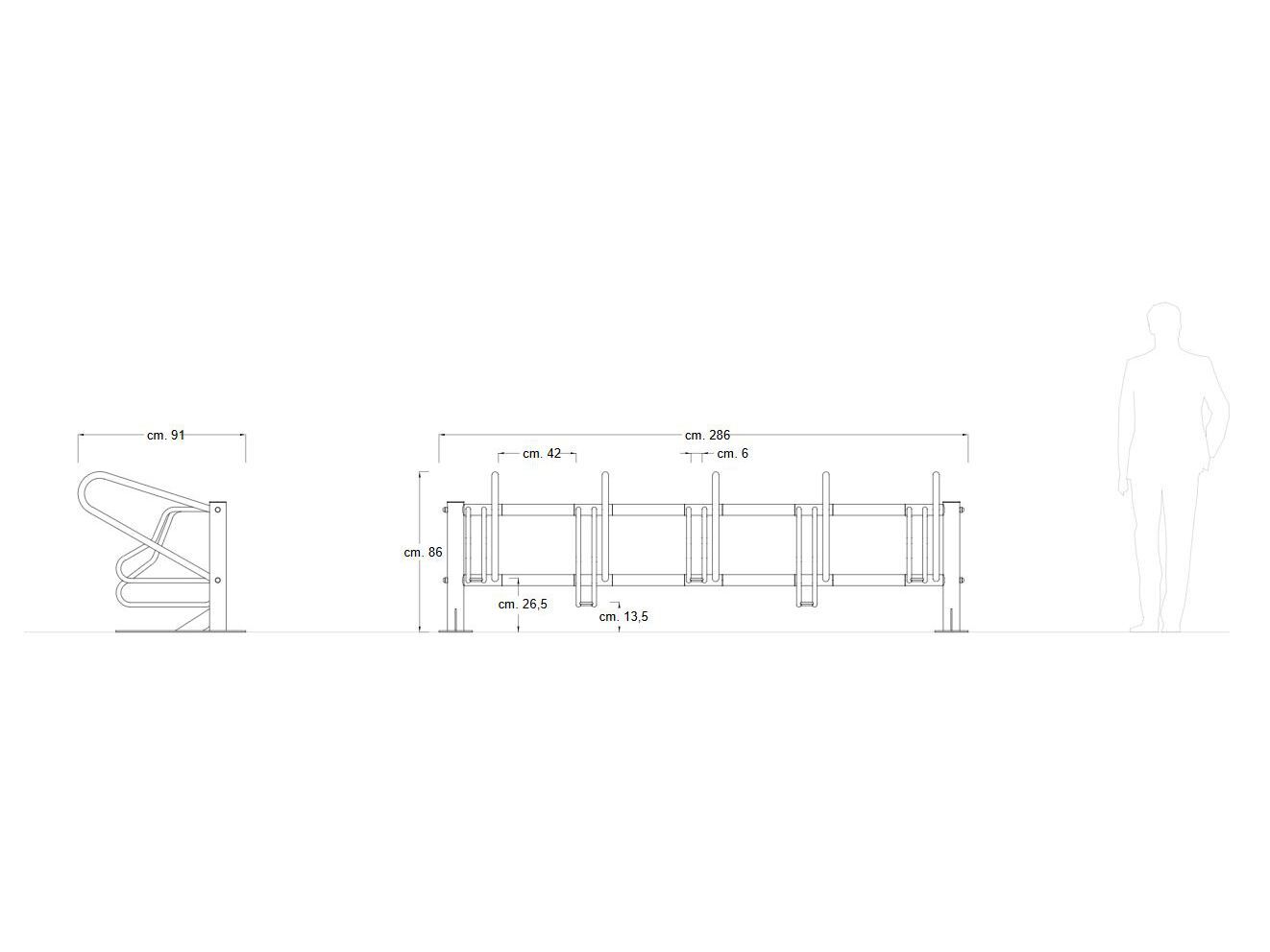 Стойка для велосипедов с оцинкованными стальными пластинами DIMCAR MILANO ARCH-00083083 - Вид №1