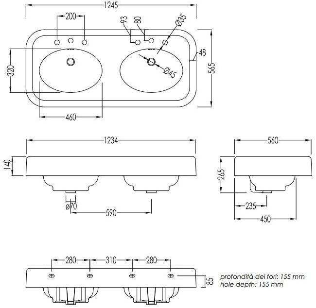 Devon&Devon Умывальник с двойной консолью и полотенцесушителем sun-id-1516251 - Вид №4