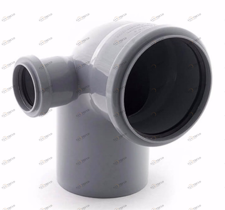Отвод ПВХ канализационная D110х90° с выходом 50 (левый) Политек 6313