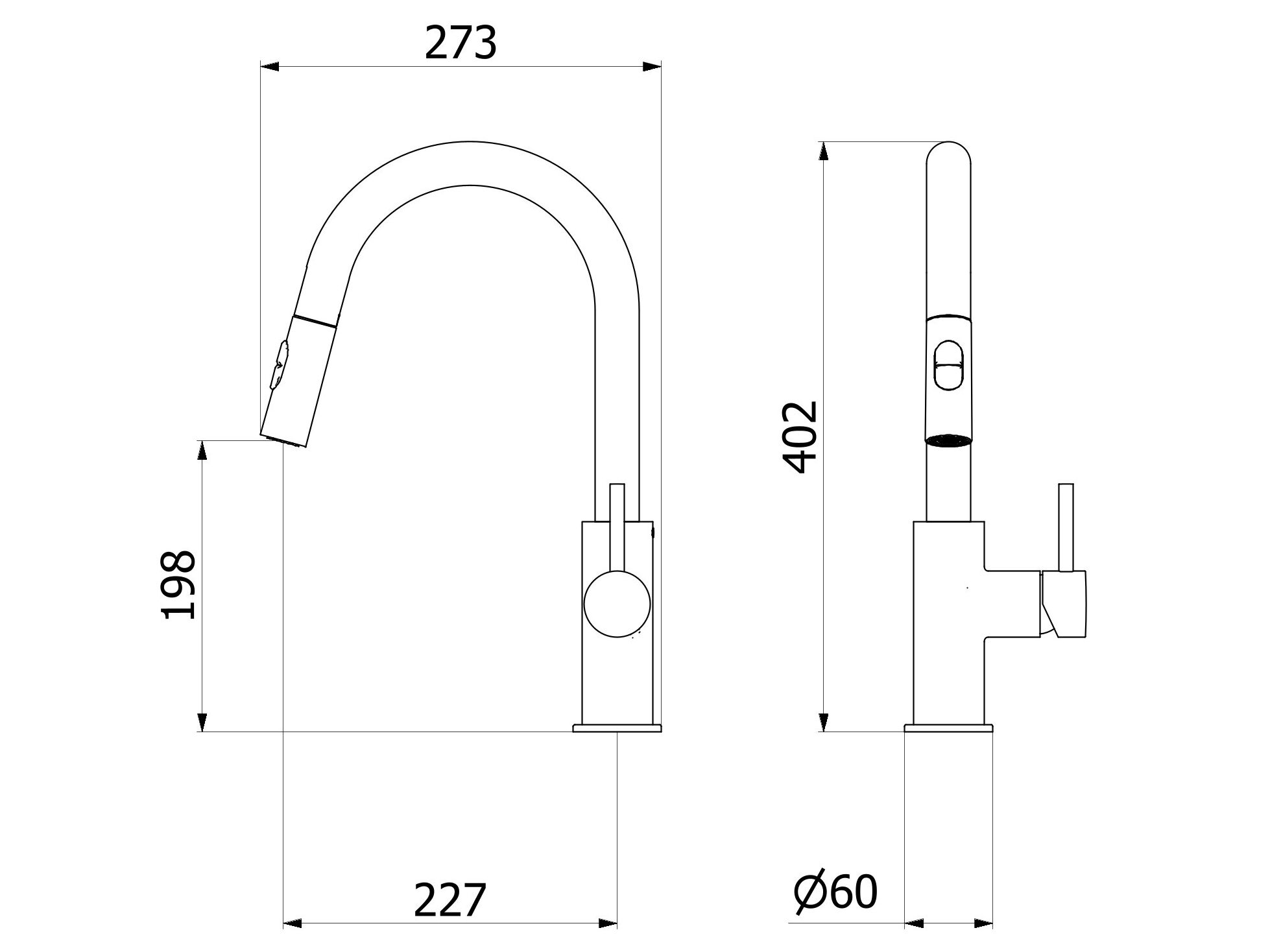 Однорычажный кухонный смеситель со съемным ручным душем IB лофт ARCH-00151284 - Вид №2