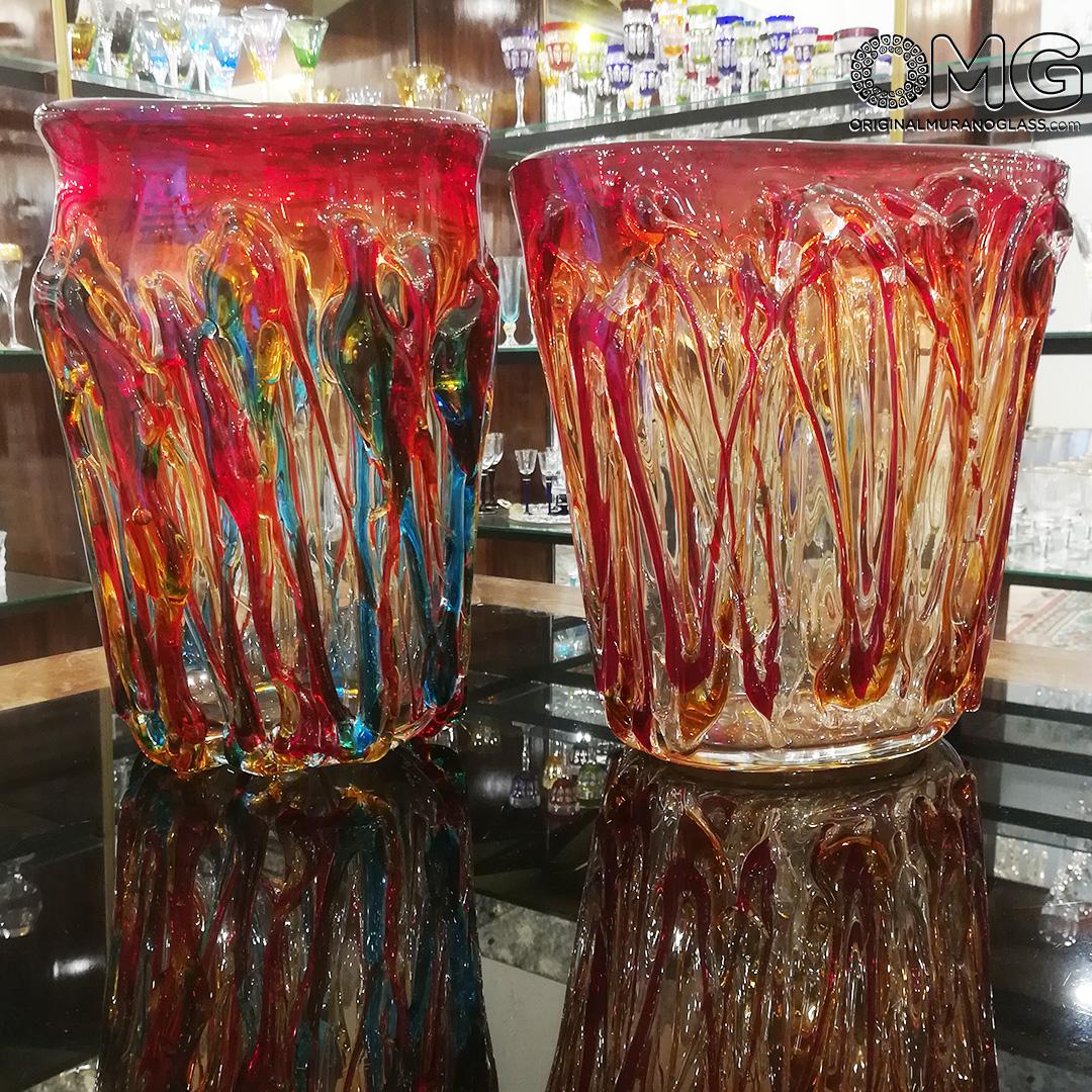 4589 ORIGINALMURANOGLASS Ваза Вулкан - Красная - муранское стекло OMG 12 см  - Вид №1