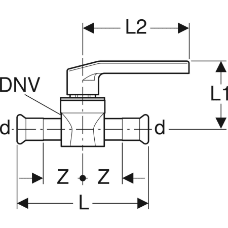 GEBERIT 94956 Шаровой кран Geberit Mapress из нержавеющей стали с рукояткой  - Вид №2