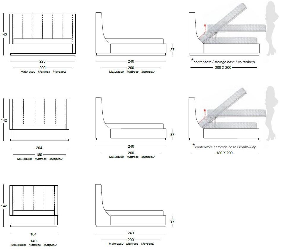 Longhi Двуспальная кровать из кожи с обитым изголовьем Loveluxe 2016 – vanity collection W 835 - Вид №2