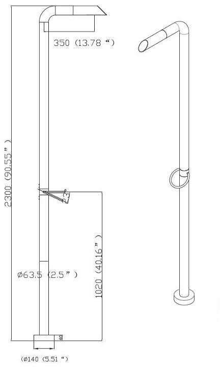 JEE-O Душевая стойка напольная из нержавеющей стали Pure 300-6210 / 300-6211 - Вид №2