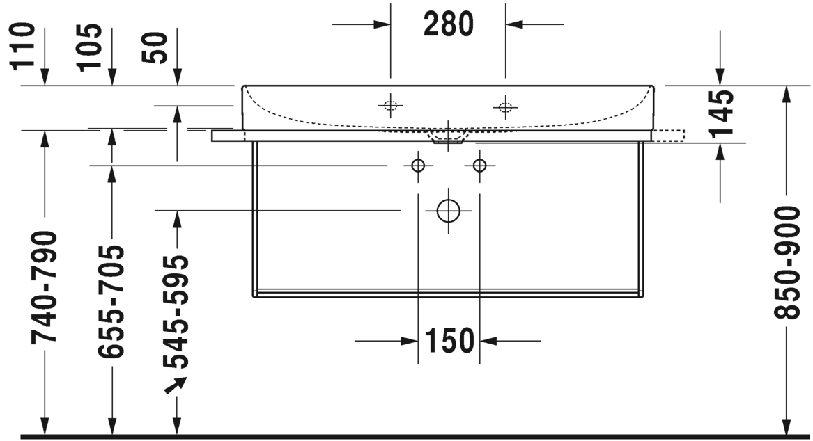 0031041000 Консоль металлическая подвесная ** DuraSquare #003104 1065 x 451 мм
Хром Black Matt Duravit - Вид №6