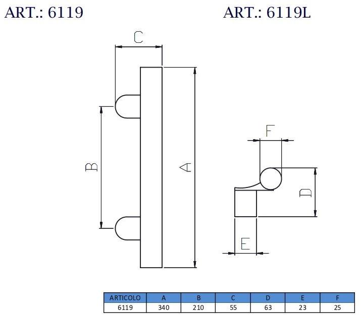 Pasini Ручка из нержавеющей стали  6119  - Вид №1