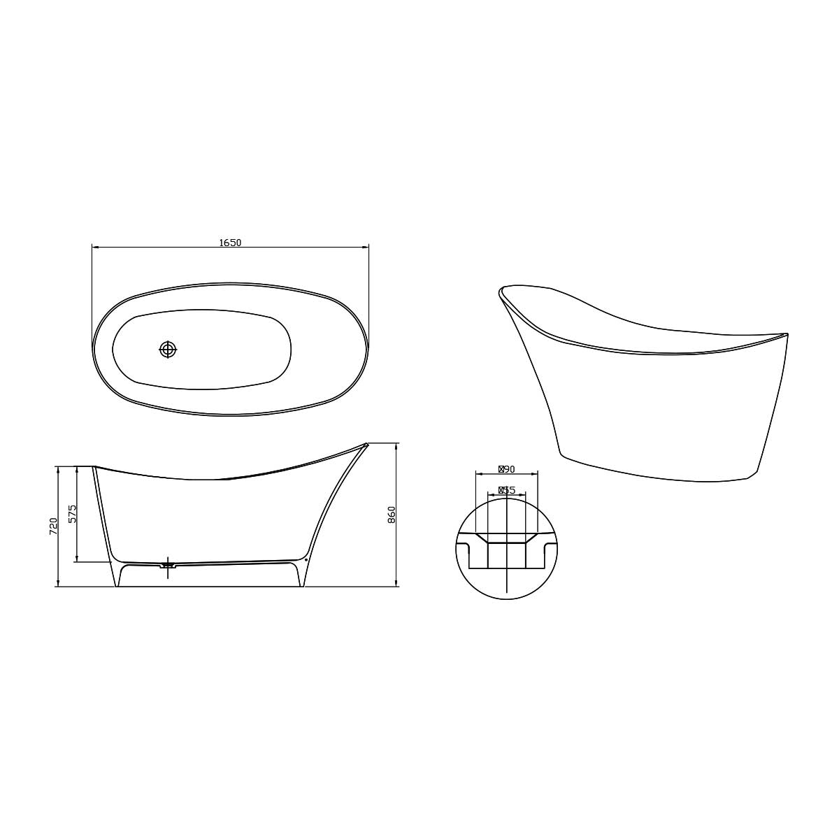 VBT-220S Ванна из камня Vincea Santreyd  - Вид №1