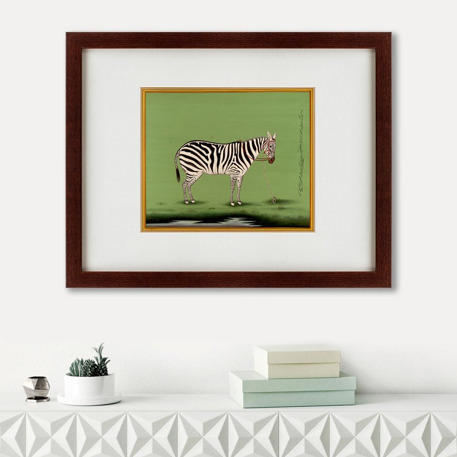Картина в раме 60х47 см The zebra КАРТИНЫ В КВАРТИРУ  135664 Зеленый  - Вид №1