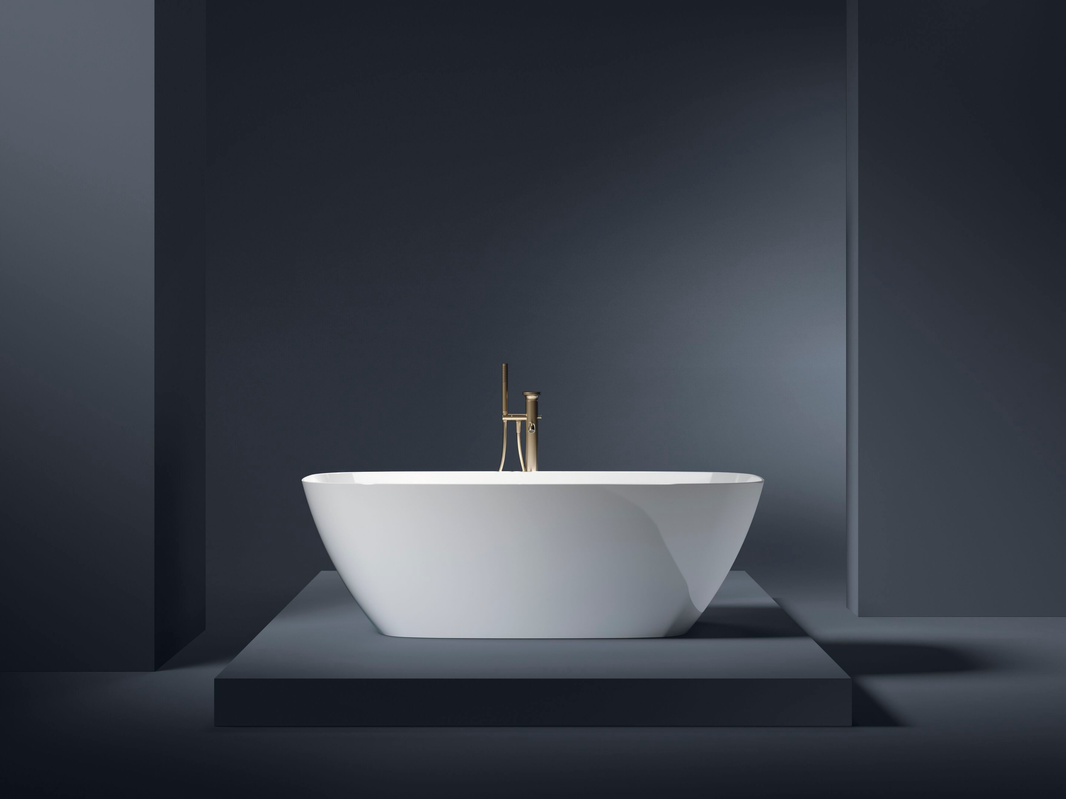 Прямоугольная ванна в центре комнаты в твердой поверхности Gruppo Treesse мебель для ванной комнаты-отдельно стоящие ванны ARCH-00080421 - Вид №4