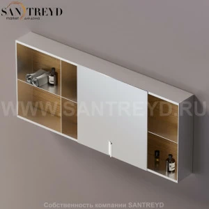 Agape 027 Настенный зеркальный шкаф 140 см. Отделка: хромированный сатин, фанера под тик. Для хромированной отделки добавьте 16 % к базовой цене. AMOB027H6014PTSP