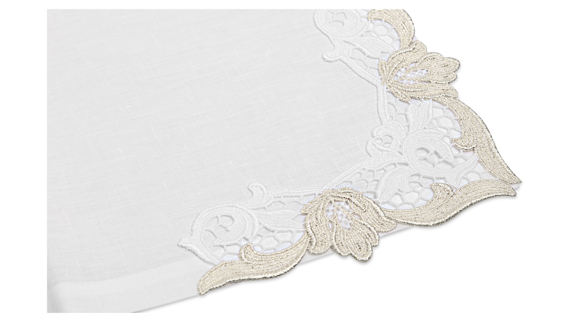 10656881 Weissfee Набор салфеток Weissfee "Сансуси Люкс" 45х45см, 6шт (белый с серебристым кружевом) Ткань  - Вид №1