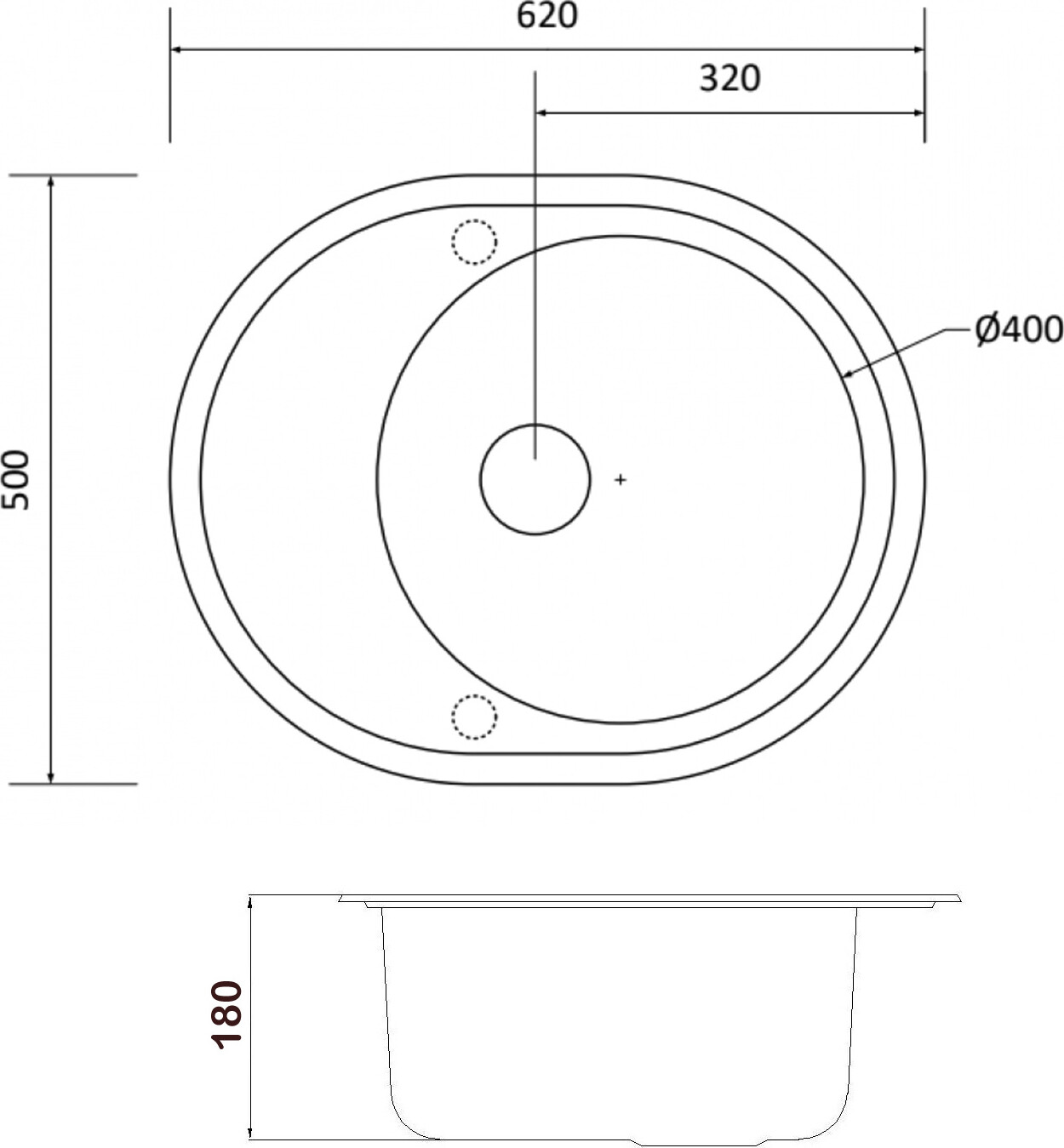 Мойка кухонная ZorG Granit GR 620 BLACK BRONZE из искусственного гранита, графит/бронза - Вид №1