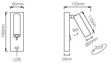 BENEITO FAURE Лампа для чтения алюминиевая с usb sun-id-1430268 - Вид №3