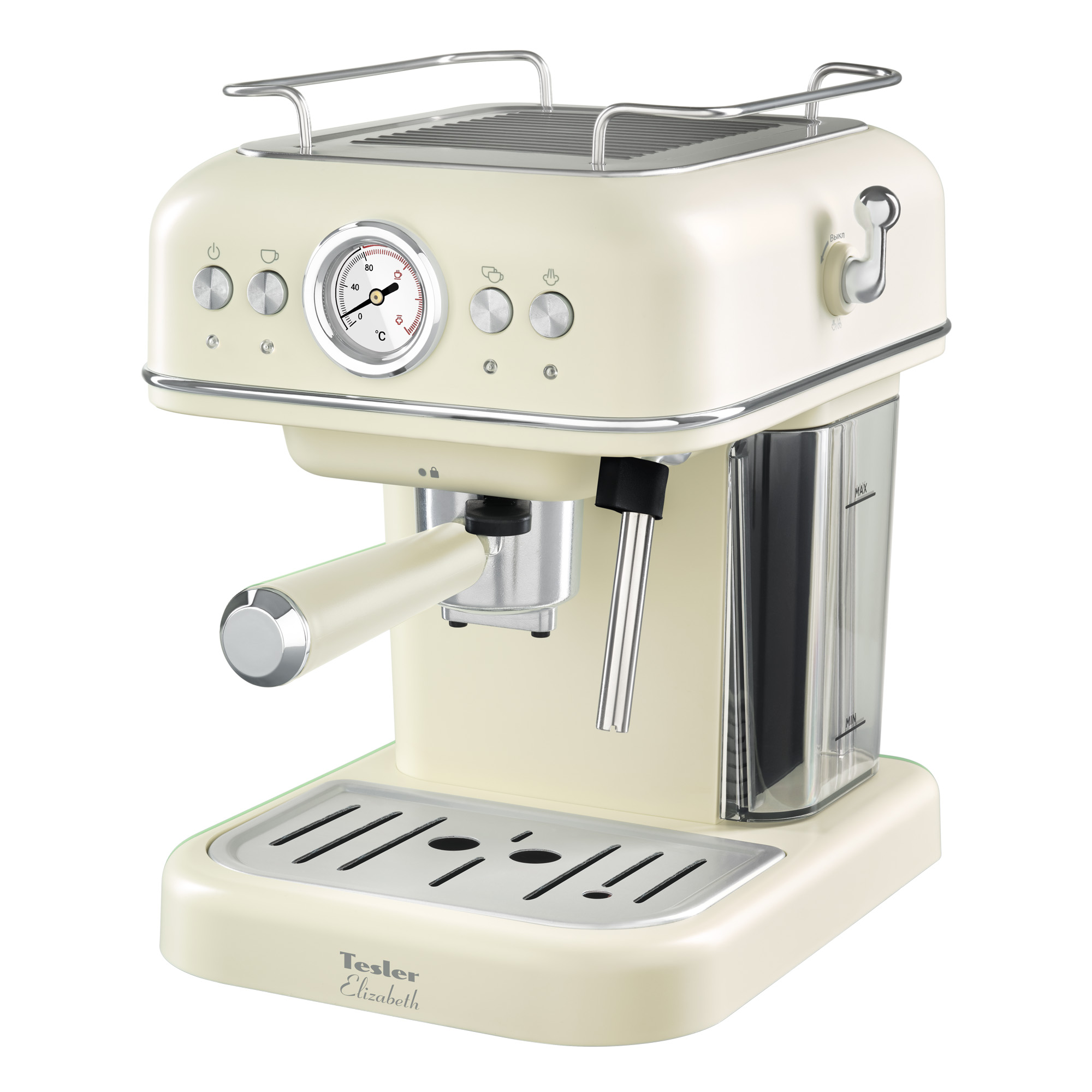 9130743 Кофеварка рожковая Tesler ECM-245 BEIGE бежевый STDN-0125325 - Вид №2